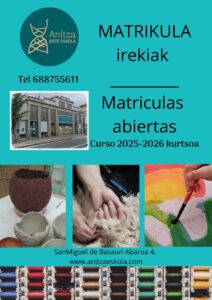 MATRICULAS ABIERTAS Estamos en horario comercial, de 10 a 13 y de 17 a 20h para informarte de todo lo que necesites sobre los cursos que impartimos. Ven a pintar, dibujar. hacer cerámica, tejer con lana, coser y crear. Venir en familia, solos/as o acompañados/as .